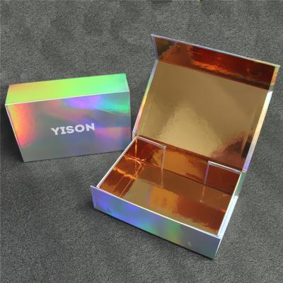 China Cor feita sob encomenda caixa holográfica iridescente impressa para o empacotamento do presente à venda