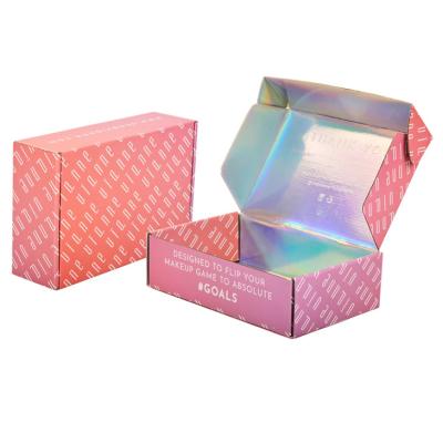 China Custom Color Printed Iridescent Holographic Box / Makeup Mailer Holographic Cosmetics Product Packaging Box for sale