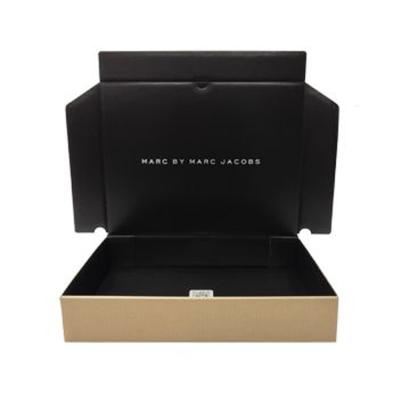 China Custom Printed Black Corrugated Cardboard Carton Strong Flat Ecommerce Mailer Shipping Boxes For Clothes for sale