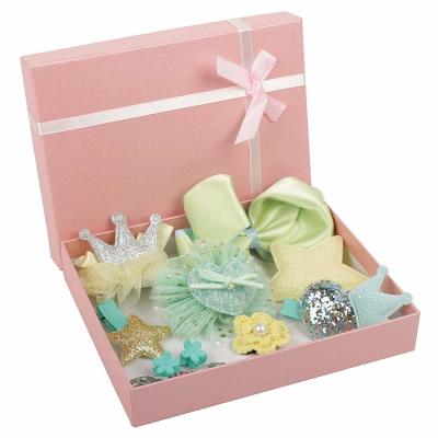 China Custom Printed Pink Christmas Hair Clip Set Accessories Gift Box Packaging for sale
