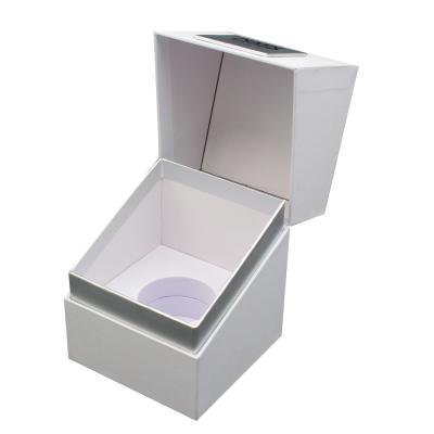 China Cajas de empaquetado del logotipo del tarro de lujo de papel rígido blanco de encargo de la vela con el parte movible de la espuma en venta