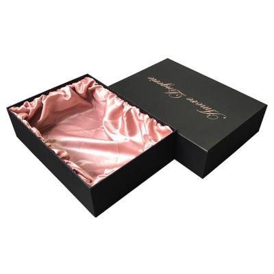 China Custom Logo Printing Top And Bottom Small Satin Packaging Box Paper Satin Lined Gift Boxes For Lingerie for sale
