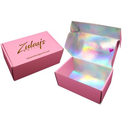 China Custom Logo Printed Paper hologram gift box Holographic Mailing Mailer shipping Packaging Box for sale