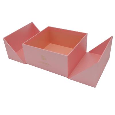 China Custom Printed Paper Wholesale Gold Double Door Layer Packaging Gift Box for sale
