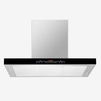 China Modern Glass Stainless Steel T shaped oven hood Wall Mounted Kitchen Exhaust Range Hood for sale