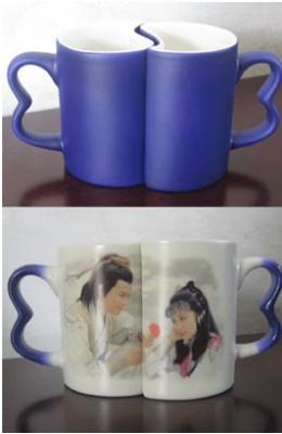 China Sublimation Matting Full color Changing Lover's Blue Mug for sale