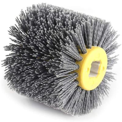 China Cylindrical Wire Abrasive Nylon Wheel Brush For Wooden Furniture Burnishing Drawing for sale