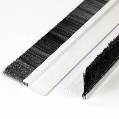 China Metal Door Seal Nylon Brush Draught Excluder Strip Brush Fin Weatherstripping for sale