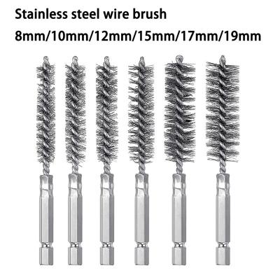 China Hex Bar Gun Brush Polishing Deburring Stainless Steel Wire Pipe Brush en venta