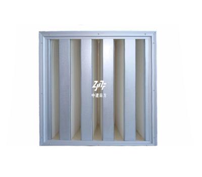 China Galvanized Steel Frame V Bank HEPA Filter , 0.3um HEPA Pleated Filter for sale