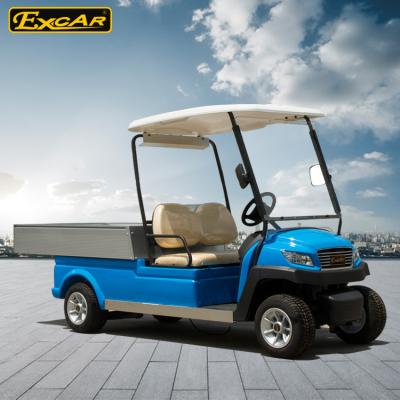 Chine La compagnie d'électricité bleue en aluminium d'EXCAR transporte en charrette le chariot électrique de nourriture avec les batteries Trojan avec le lit adapté aux besoins du client de cargaison à vendre