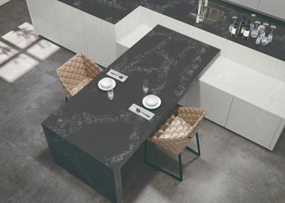 China Black Sparkle Quartz Floor Tiles Artificial Quartz Stone Slabs Easy To Clean for sale