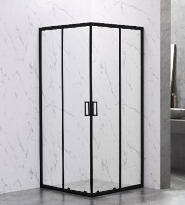 Chine Clôture en verre dégrossie de douche de portes d'unité de cabine de douche de compartiments de douche du cadre 2 noirs de salle de bains de coin à vendre