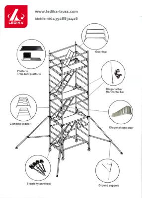 China Fácil al aire libre del banco de trabajo de la torre de aluminio del andamio de la seguridad montado en venta