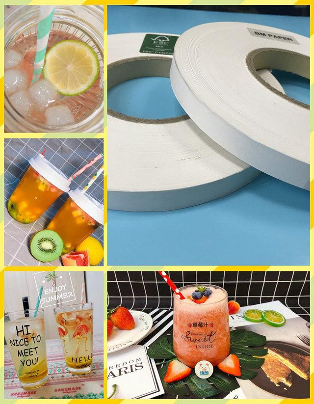 Safe Food Grade Kraft Paper Roll 31g 60g Straw Paper Roll With Blue Printed Safe Food Grade Kraft Paper Roll 31g 60g Straw Paper Roll With Blue Printed