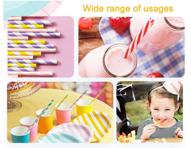 straw paper roll 15MM 60gsm Straw Paper Roll With Striped Color Print Food Grade Fully Recyclable