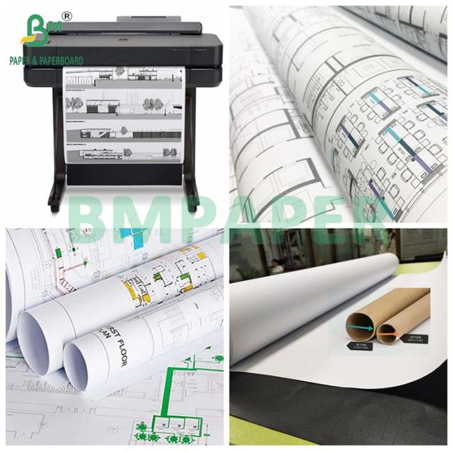 20LB White Uncoated CAD Bond Paper For Engineering 24"*150ft Rolls 20LB White Uncoated CAD Bond Paper For Engineering 24"*150ft Rolls