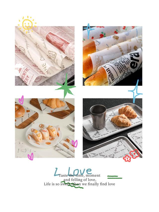 38g 40g Printable Wax Grease Resistant Paper For Bread Package 12" x 12" 38g 40g Printable Wax Grease Resistant Paper For Bread Package 12" x 12"