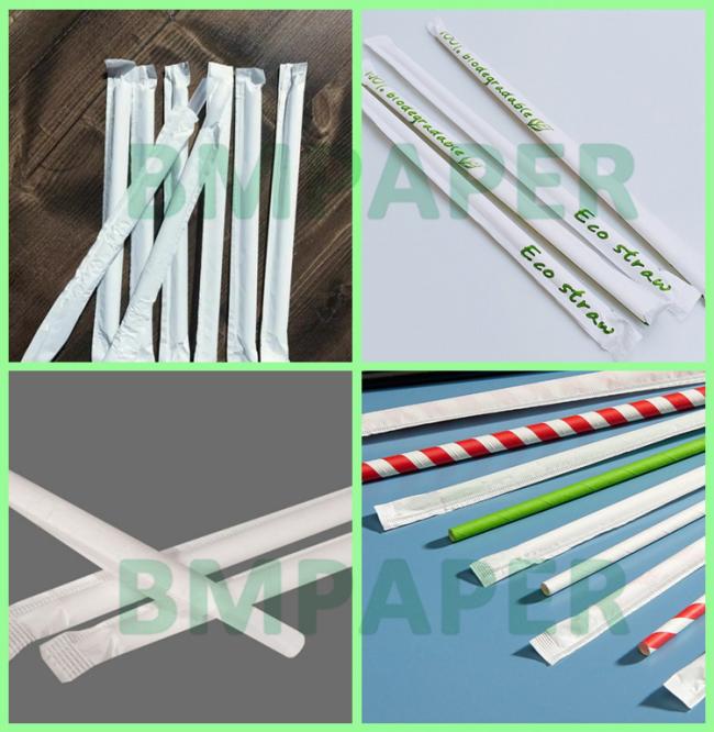 28gsm Food Grade Straw Wrapping Paper 44MM 53MM Printable Non - toxic 28gsm Food Grade Straw Wrapping Paper 44MM 53MM Printable Non - toxic