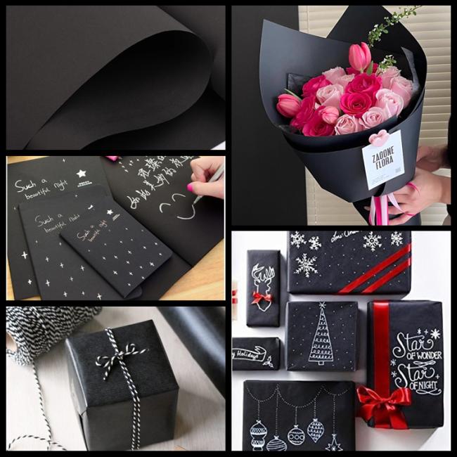 75gsm Black Coloured Kraft Wrapping Paper Smooth Matte Surface 75gsm Black Coloured Kraft Wrapping Paper Smooth Matte Surface