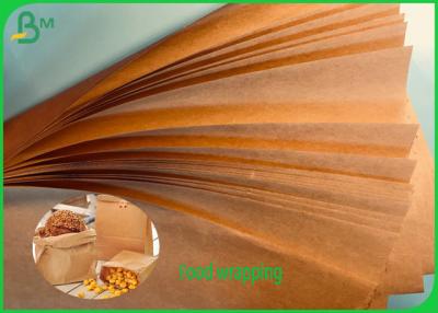 China Uncoated Nature Brown Color Food Wrapping Paper 50grs 70grs FDA Approved for sale