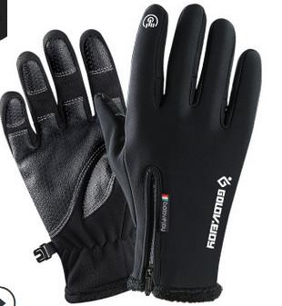 China Men Women Waterproof Windproof Gloves Winter Touch Screen Full Finger Zipper for sale