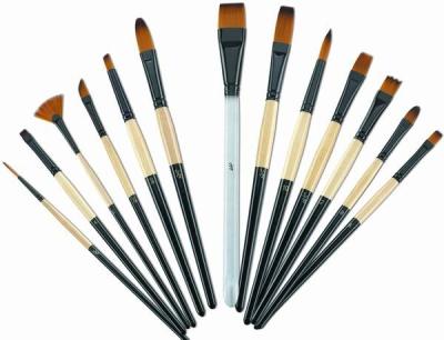 China Brown Round Tip Paint Brush , Acrylic Paint Brushes For Beginners Brass Ferrule for sale