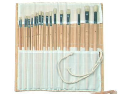 China Herramientas útiles de bambú del tenedor de cepillo del color natural, caso 41,5 * los 56cm del rollo del cepillo del artista en venta