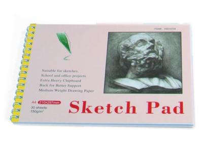 China White Paper Pencil Sketch Pad Drawing Book , Spiral Sketch Drawing Pad for sale
