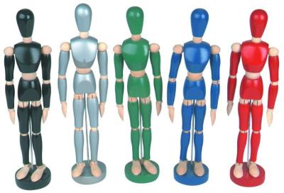 China Life - Sized Wooden Drawing Figure Model , Colourful Flexible Poseable Art Mannequin for sale