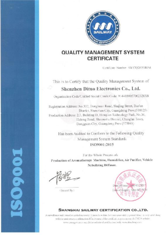 ISO9001 - Shenzhen Dituo Electronic Co.,Ltd. 