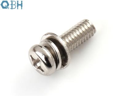 China Stainless Steel Phillips Pan Head Screw With Flat Washer And Spring Washer for sale
