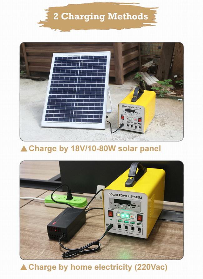300W 192WH 12v DC USB Bluetooth Radio Portable Power Station Solar Power Supply System 2