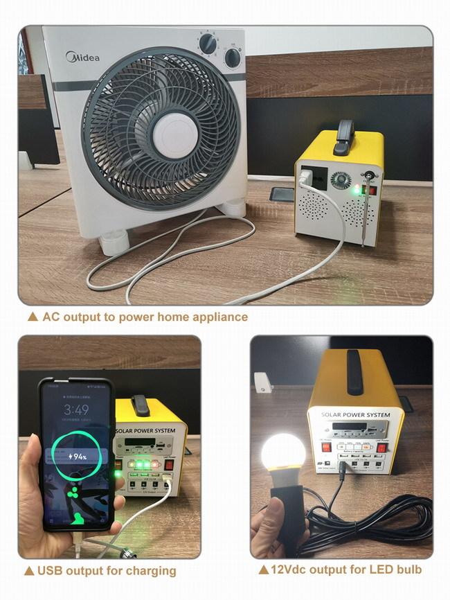 300W 192WH 12v DC USB Bluetooth Radio Portable Power Station Solar Power Supply System 1