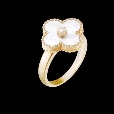 Китай Оникса желтого золота кольца ВКА качество СИ х диаманта диаманта винтажного Альгамбра круглое продается