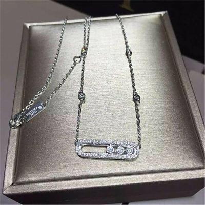 China Messika Three drill sliding necklace 18k white gold yellow gold rose gold diamond necklace 24 mm wide and 6.65 mm long for sale