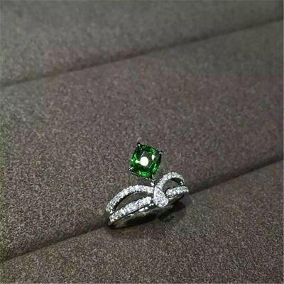 China 18K Gold Brand Jewelry Platinum Ring brilliant cut diamonds pear shaped cut diamond and one pillow emerald for sale