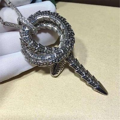 China B Luxury jewelry factory high-qu Heavy diamond snake Necklace 18k gold white gold yellow gold rose gold diamond necklace for sale
