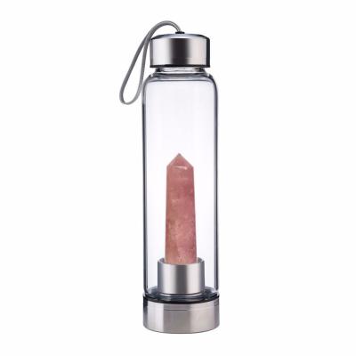China Pure Crystal Glass Water Bottle Natural Healing For Hot / Cold Drinks for sale