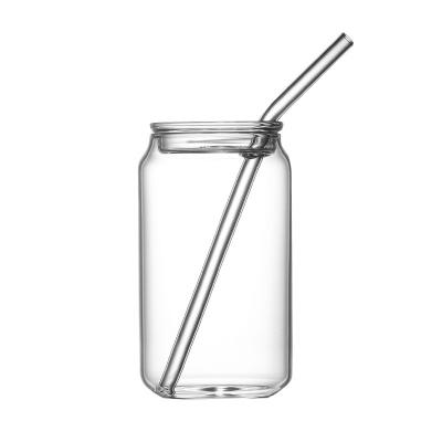 China Reusable Borosilicate Glass Tumbler With Straws , Stain Free Glass Cappuccino Cups for sale