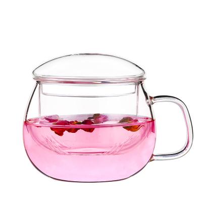 China BPA Free Hand Blown Tea Steeper Mug , Thin Wall Glass Tea Infuser Travel Cup for sale