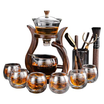 China Bamboo Stand Borosilicate Glass Tea Infuser Cup for sale