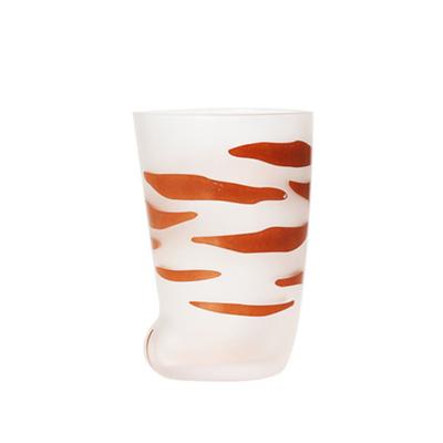 China Thermal Transfer 300ml Cat Claw Hand Blown Frosted Glass Cup for sale