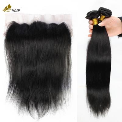 China Straight Remy Brazilian Human Hair Bundle with Lace Frontal Closure for sale