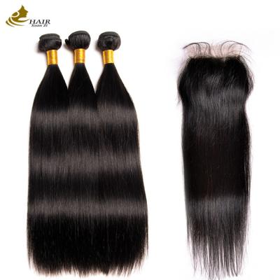 China Can Be Dyed Virgin Human Hair Bundles Weave With Closure No Tangle for sale