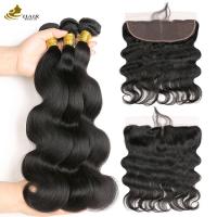 Quality Ladies Remy Human Hair Extensions Bundles 100% Brazilian With Lace Frontal for sale