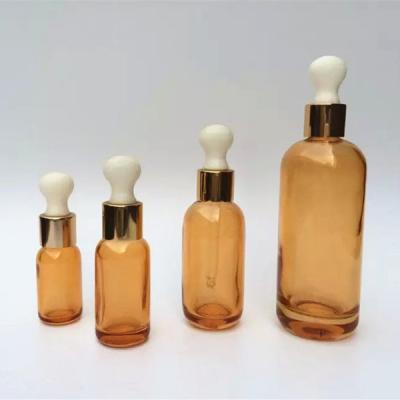China Essential Oil Amber Cosmetic Packaging With Glass Dropper 15ml for sale