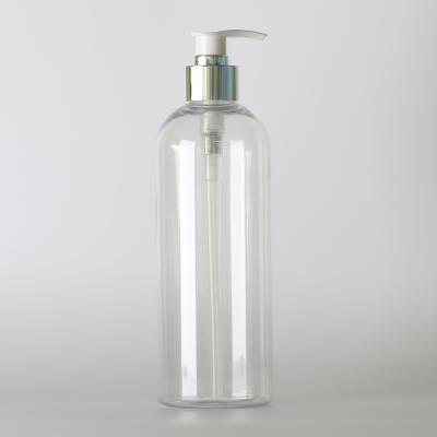 China Round Cosmetic Pet Plastic Bottles , 500ml Clear Shampoo Bottles Lotion Pump Cap for sale