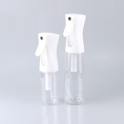China Transparent Fine Mist Continuous Sprayer PET Hair Water Alcohol Plastic Bottles 5oz 10oz for sale