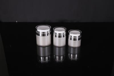 China Cream Gel 15ml Acrylic Airless Pump Jar Reusable Round Shape for sale